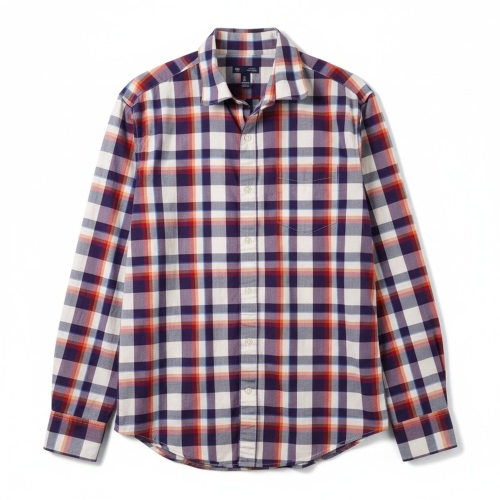 Gap Shirt Men Large Purple White Check Classic Fit Garden Plaid Button Up Preppy